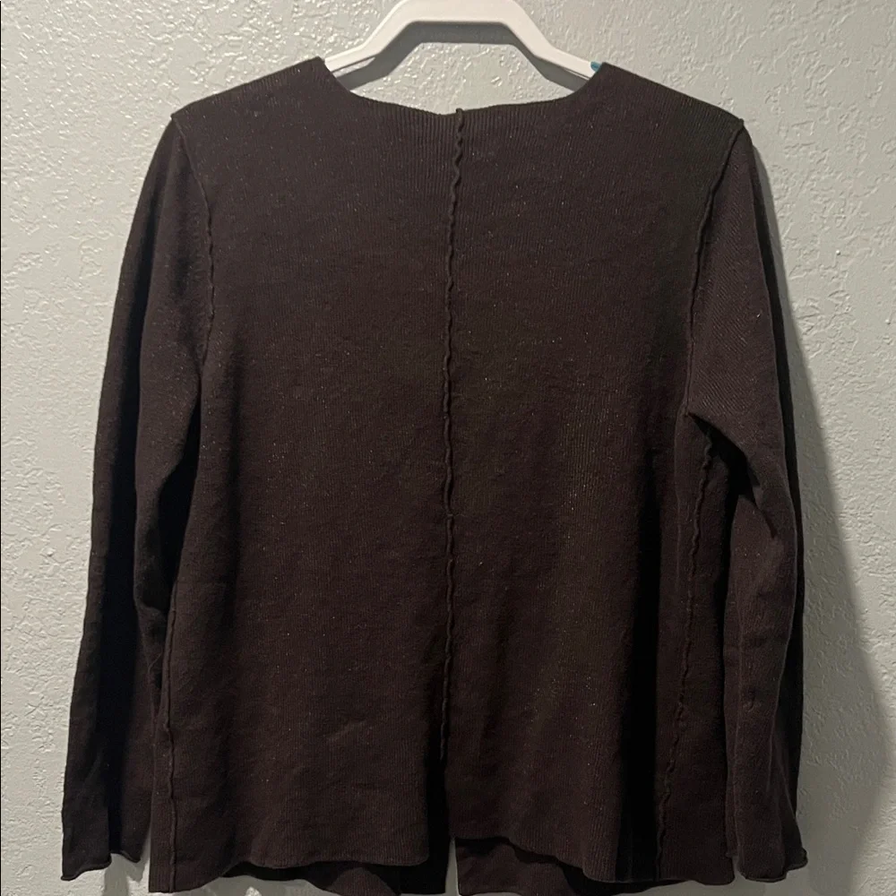 Eileen Fisher Dark Brown Open Front Cardigan